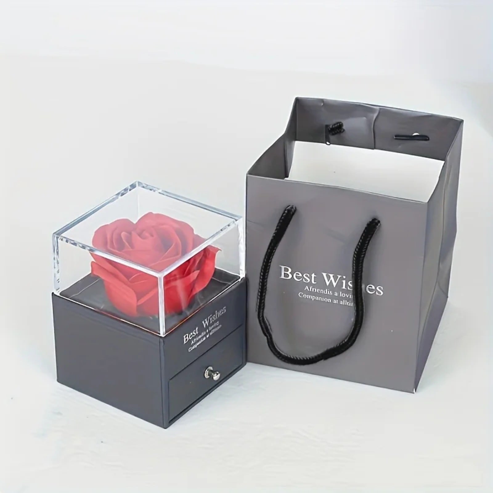 Gift box with matching gift bag, ready to give